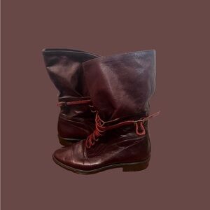 Anne Klein Burgundy Lace Up Boots